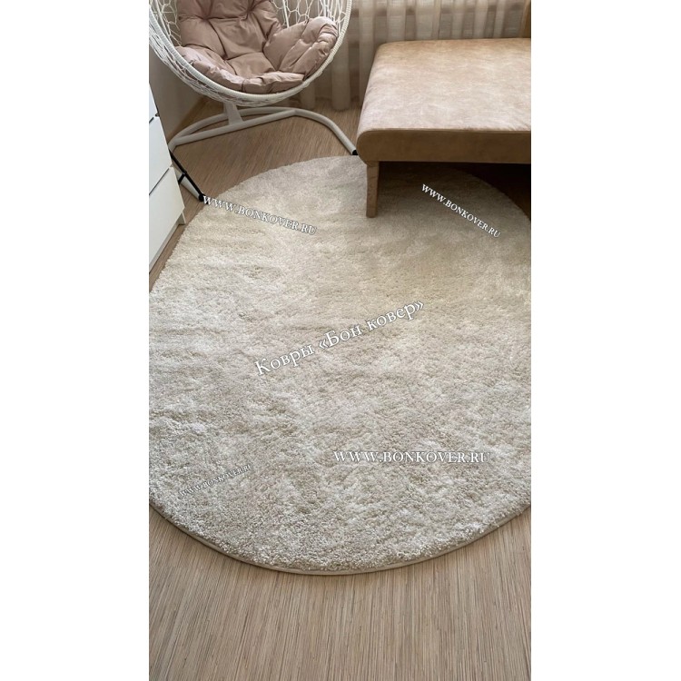 Белый Овальный Ковер С Длинным Ворсом