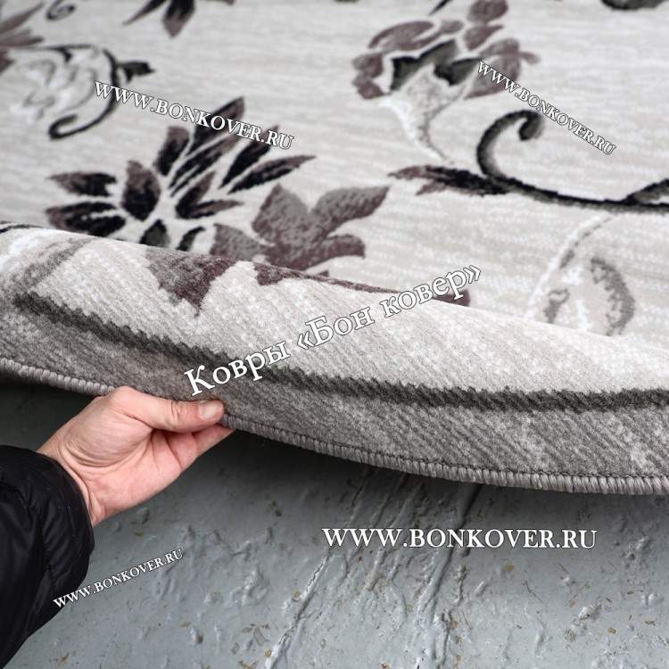 Ковер Лайт Карпет New 2 Дизайн 10 Серый с Сиреневым Овальный